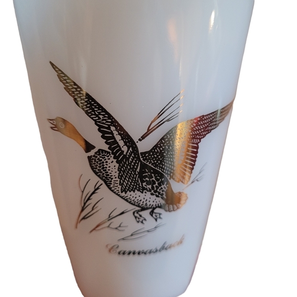 Federal Milk Glass Tumblers Wild Game Set of 3 Mallard Duck Glasses Vintage - Picture 7 of 9